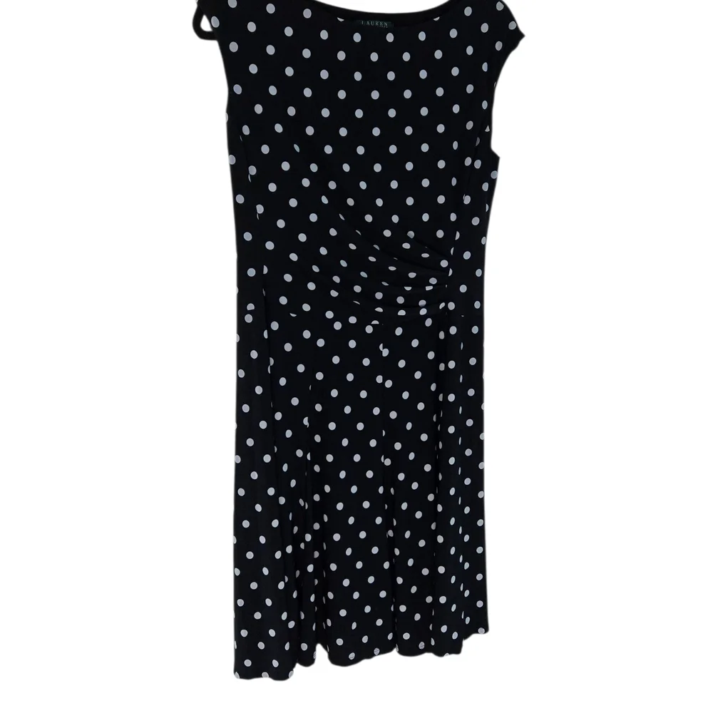 Lauren Ralph Lauren Black Midi Dress with White Dots Sz 12 - Picture 10 of 16